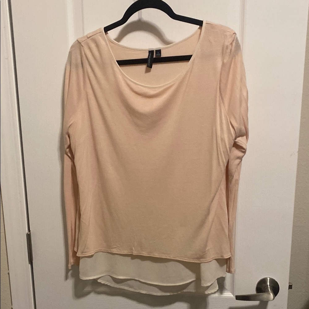 Cynthia Rowley Pink and Cream Asymmetrical Wrap Blouse